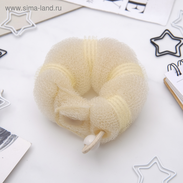 Валик с креплением и резинкой для создания пучка, 4×18 см, бежевый - Фото 1