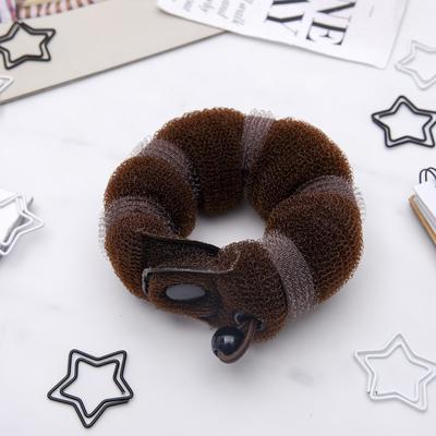 Валик с креплением и резинкой для создания пучка, 5×22.5 см, коричневый