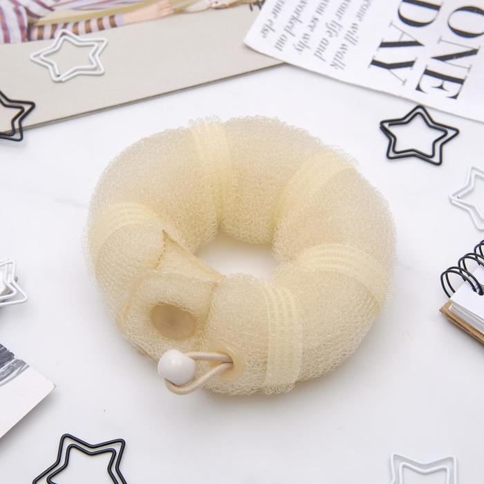 Валик с креплением и резинкой для создания пучка, 5×22.5 см, бежевый - Фото 1