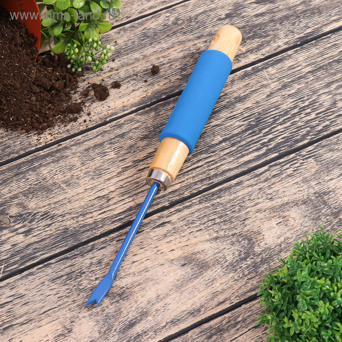 Корнеудалитель 29,5 см, рукоять дерево с поролоном, синий - Фото 1