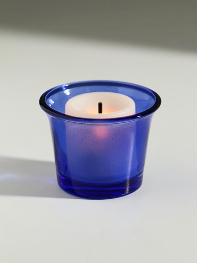 Стеклянный подсвечник на 1 свечу «Глянец», синий, 4.7×6.2×6.2 см