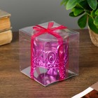 Подсвечник пластик, стекло на 1 свечу "Капельки" розовый 7х6х6 см - Фото 6