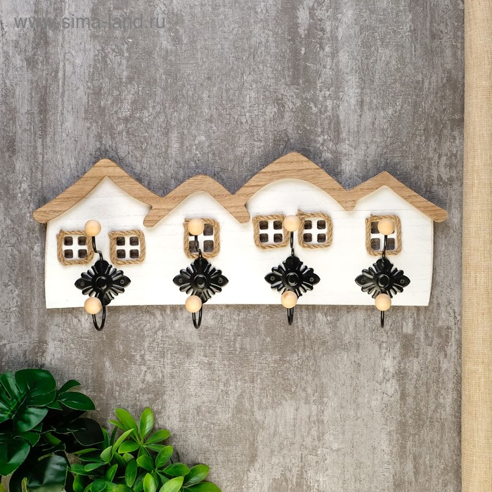 Крючки декоративные дерево "Домики" 20х7х48 см - Фото 1
