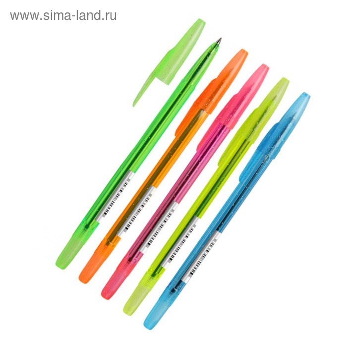 Ручка шариковая "Стамм" 511 NEON с блестками, узел 0.7 мм, чернила синие на масляной основе, стержень 152 мм, микс - Фото 1