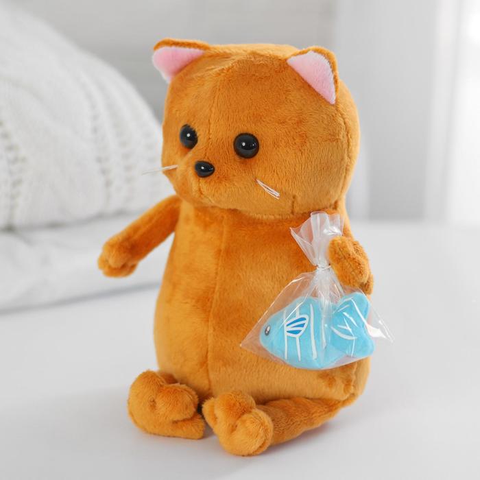 Мягкая игрушка «Кот Бисквит», с рыбкой, 30 см - Фото 1