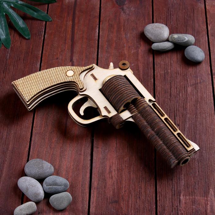 Сувенир деревянный пистолет "Револьвер" - фото 1889446245