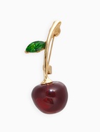 Брошь «Вишенка», бордово-зелёная в золоте - Фото 1