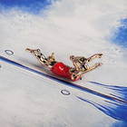 Брошь «Девочка» пловчиха, цвет красный в золоте - Фото 1