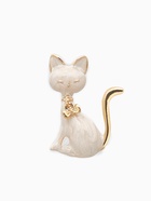 Брошь «Котёнок» с подвижным бантиком, цвет белый в золоте - Фото 1