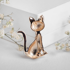 Брошь «Котёнок» с подвижным бантиком, цвет белый в золоте - Фото 2