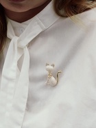 Брошь «Котёнок» с подвижным бантиком, цвет белый в золоте - Фото 2