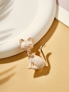 Брошь «Котёнок» с подвижным бантиком, цвет белый в золоте - Фото 4