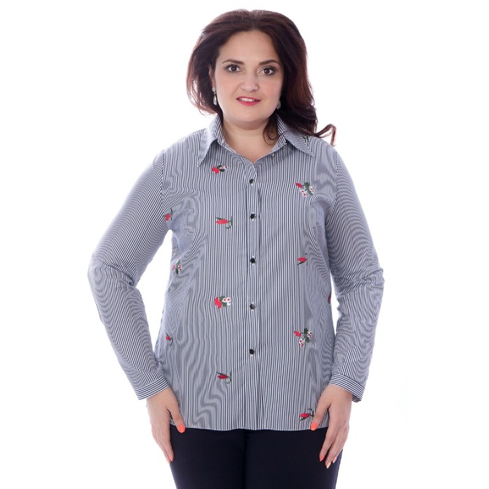 Рубашка женская, размер 52, цвет синий, белый 46979