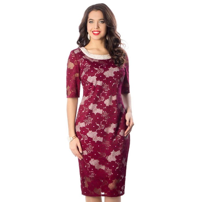 Платье женское, размер 42, цвет бордовый