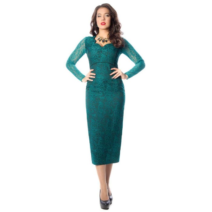 Платье женское, размер 42, цвет зелёный