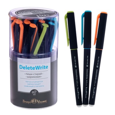 Ручка шариковая со стираемыми чернилами DeleteWrite Nero, узел 0.7 мм, синие чернила, матовый корпус Silk Touch, МИКС