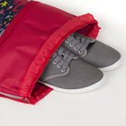 Мешок для обуви, отдел на шнурке, наружный карман на молнии, цвет красный - Фото 4