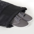 Мешок для обуви на шнурке, наружный карман на молнии, цвет чёрный - Фото 4