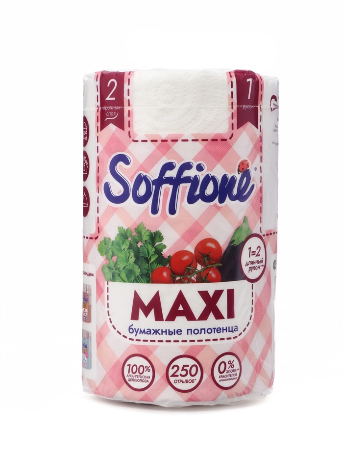 Полотенца бумажные Soffione Maxi, 2 слоя, 1 рулон - Фото 1