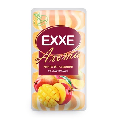 Крем+мыло Exxe Aroma глицериновое "Манго & глицерин" оранжевое полосатое, 5 шт*70 г