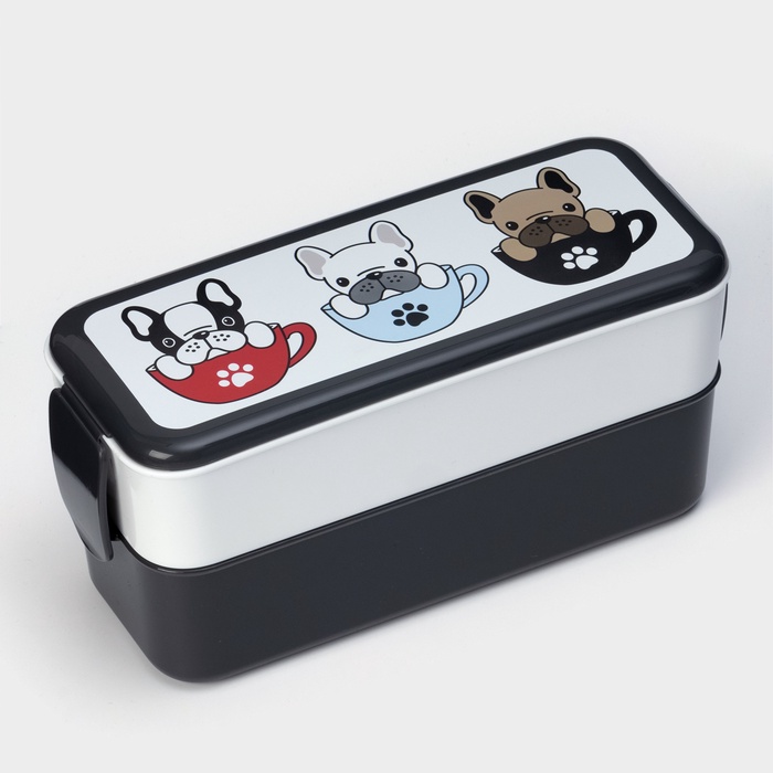 Контейнер для обеда «Бульдоги», 2 отделения, 500+500 мл - Фото 1