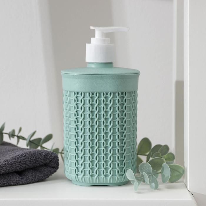 Дозатор для мыла «Вязание», 500 мл, цвет фисташковый - Фото 1