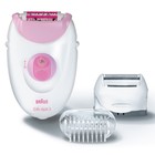 Эпилятор Braun 3270 Silk-epil 3, 2 скорости, 20 пинцетов, 3 насадки, бело-розовый - Фото 1