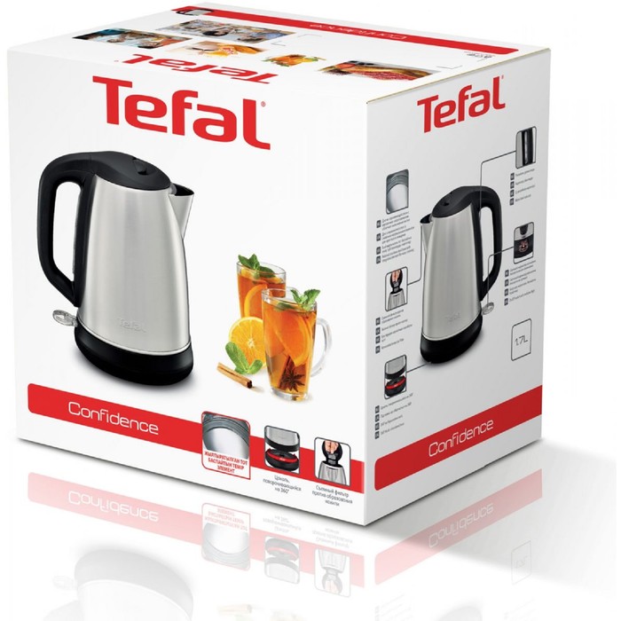 Чайник электрический Tefal KI270D30, металл, 1.7 л, 2400 Вт, серебристый - фото 51332928