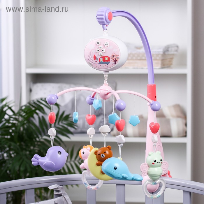 УЦЕНКА Мобиль музыкальный «Гриб. Мишка на луне», работает от батареек, МИКС - Фото 1