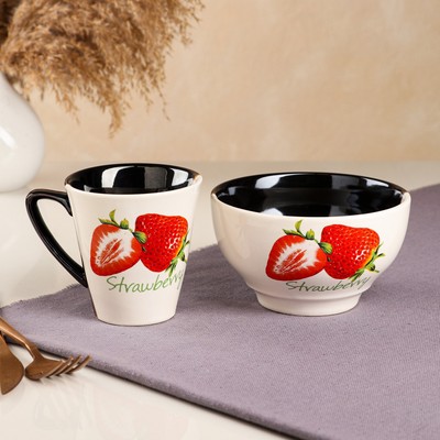 Столовый набор "Фрукты", 2 предмета, керамика, 0.6/0.3 л, микс