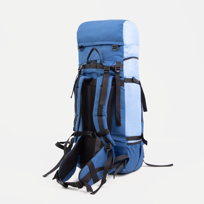 Рюкзак туристический, 100 л, отдел на шнурке, наружный карман, 2 боковых кармана, цвет синий/голубой - фото 1911444530