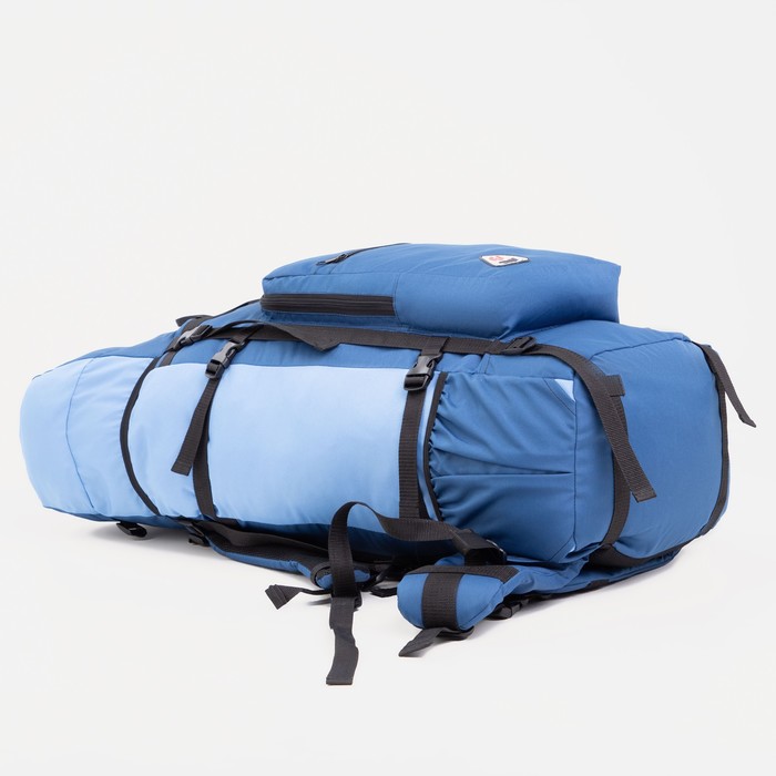 Рюкзак туристический, 100 л, отдел на шнурке, наружный карман, 2 боковых кармана, цвет синий/голубой - фото 1911444531