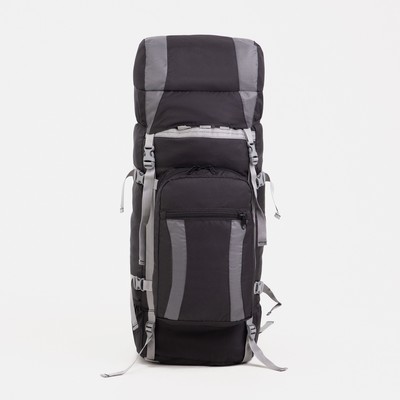 Рюкзак туристический, Taif, 60 л, отдел на шнурке, наружный карман, 2 боковые сетки, цвет чёрный/серый