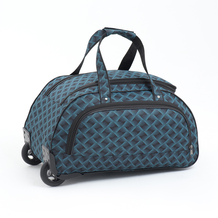 Сумка дорожная на колёсах, отдел на молнии, наружный карман, цвет синий - Фото 1