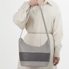 Сумка женская, 2 отдела на молнии, наружный карман, цвет серый - Фото 3