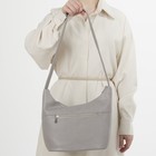 Сумка женская, 2 отдела на молнии, наружный карман, цвет серый - Фото 4