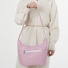 Сумка женская, 2 отдела на молнии, наружный карман, цвет розовый/белый - Фото 4