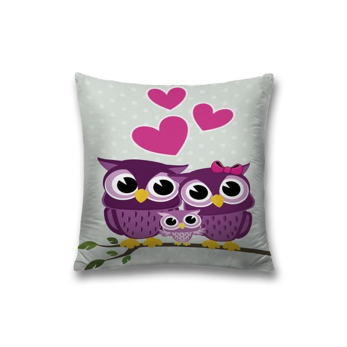 Наволочка декоративная «Совиная семья», на молнии, размер 45х45 см - Фото 1