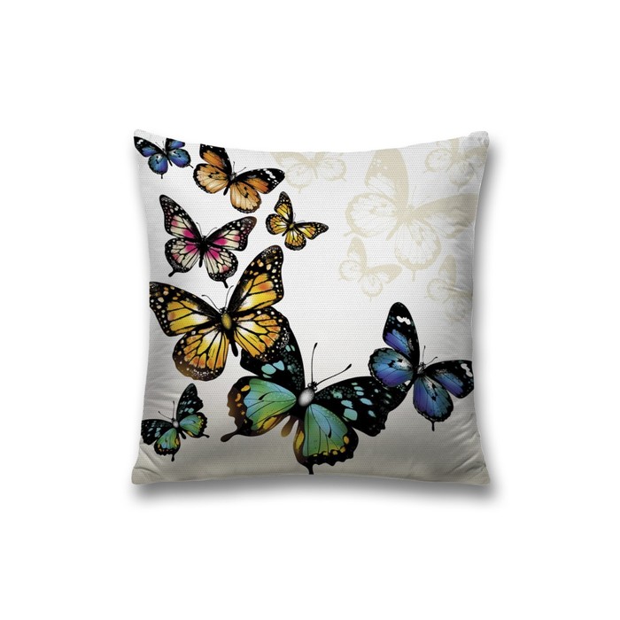 Наволочка декоративная «Вираж бабочек», на молнии, размер 45х45 см - Фото 1