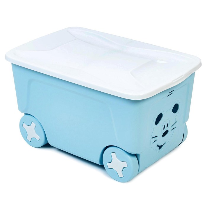 Детский ящик для игрушек COOL на колесах 50 литров, цвет голубой - Фото 1