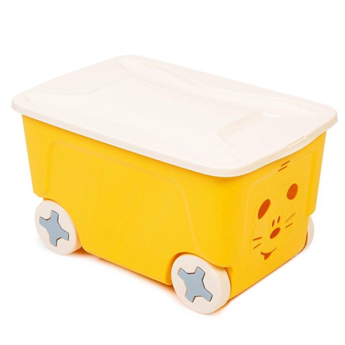 Детский ящик для игрушек COOL на колесах 50 литров, цвет жёлтый - Фото 1