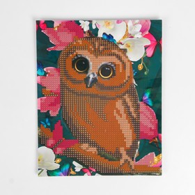 Алмазная мозаика с частичным заполнением «Любопытная совушка», 20 х 25 см. Набор для творчества  (артикул 4702917)  большой выбор товаров оптом и в розницу по низким ценам с доставкой