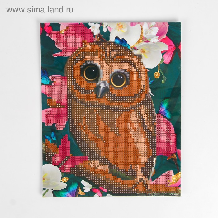 Алмазная мозаика с частичным заполнением «Любопытная совушка», 20 х 25 см. Набор для творчества - Фото 1