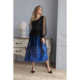Платье женское, размер 46, цвет чёрный, синий