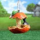 Подвесная садовая кормушка "Апельсин и птичка" из полистоуна, 14см, Хорошие сувениры - Фото 1