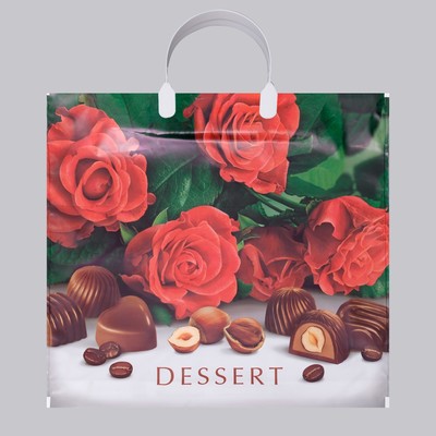 Пакет «Десерт», полиэтиленовый с пластиковой ручкой, 80 мкм 37×34 см