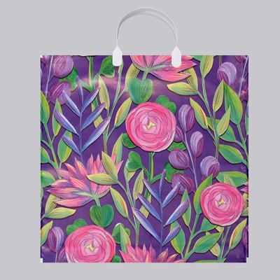 Пакет «Лепесток», полиэтиленовый с пластиковой ручкой, 36×33 см, 80 мкм