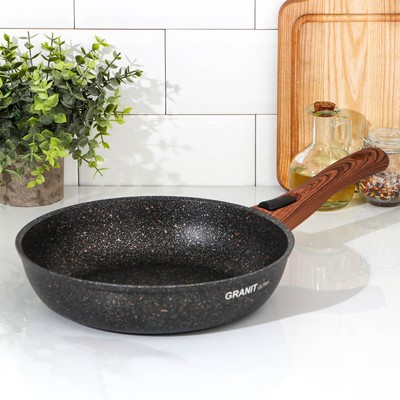 Сковорода KUKMARA Granit ultra original, d=26 см, съёмная ручка, антипригарное покрытие, алюминий, чёрная