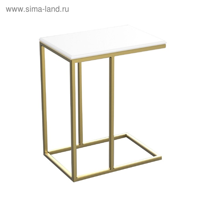 Столик приставной "ArtDeco" ножки металл золото столешница белый, 34х50х60см - Фото 1