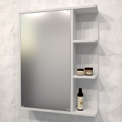 Зеркало – шкаф для ванной комнаты «Стандарт 55», правый, 70×55×12 см, цвет белый